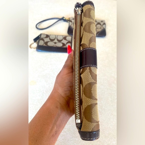 3 Pc: COACH “CC” Canvas & Leather Wallet, Wristlet, & Coin Purse w/Keychain, EUC - Picture 10 of 16